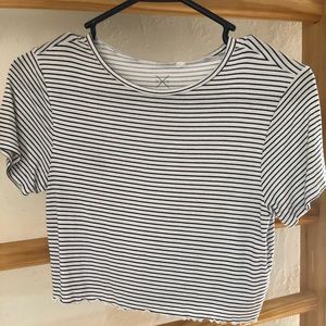 Blue and white striped crop top